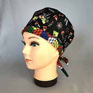 Reversible Chemistry Rubik's Cube Unisex Skull Chemo Surgical Scrub Hat Cap
